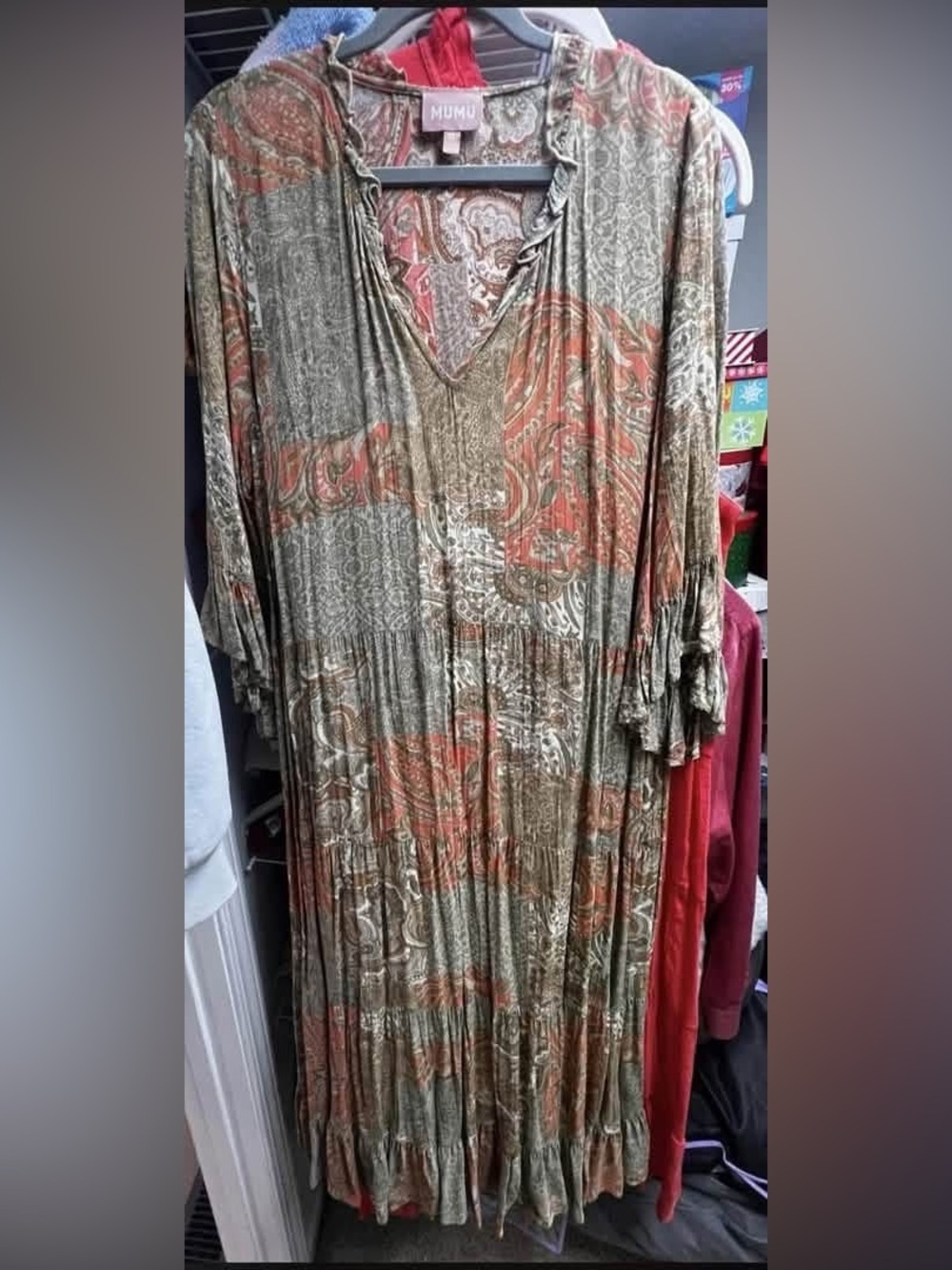 Show Me Your MuMu Olive and Rust Paisley Maxi Dress